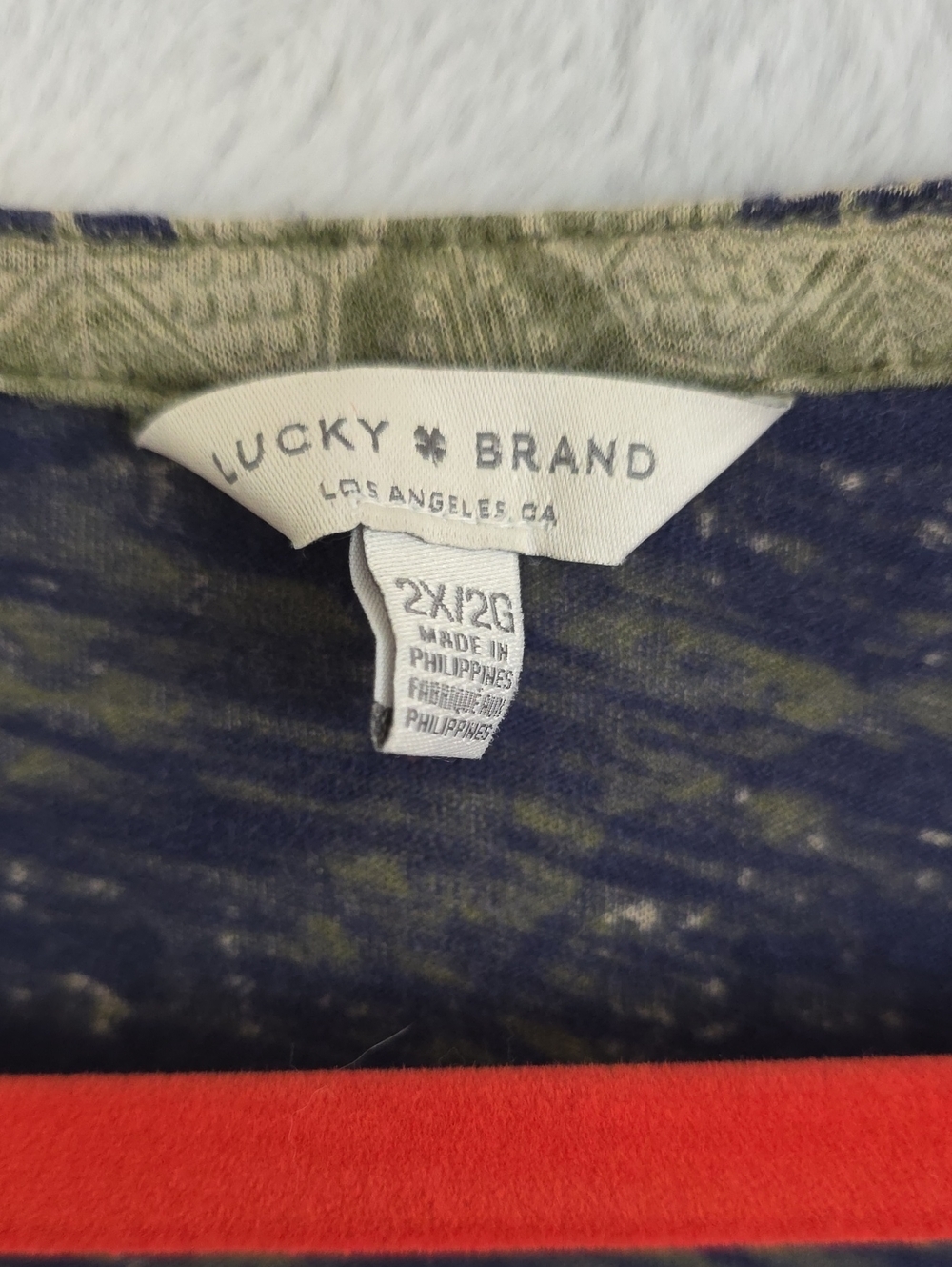 Lucky Brand Olive Green & Navy Printed Boho Tunic - Picture 2 of 10